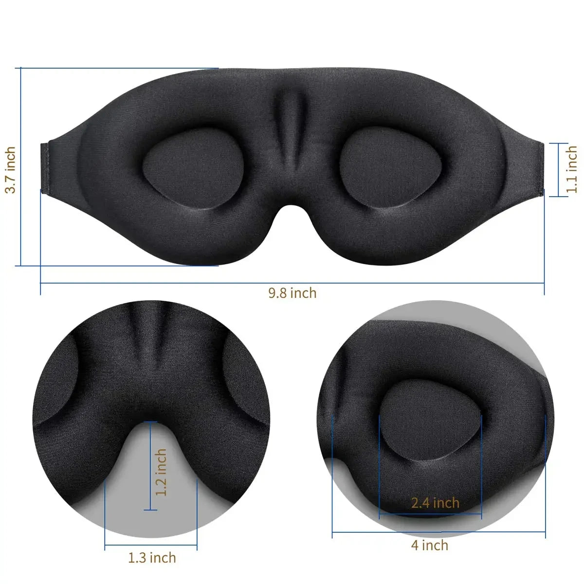 Eye Mask for Sleeping 3D Contoured Cup Blindfold Concave Molded Night