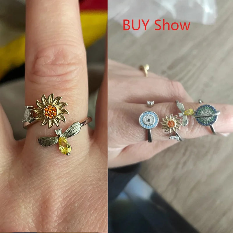 Anti Stress Anxiety Fidget Rings for Women Satinless Steel Spinner